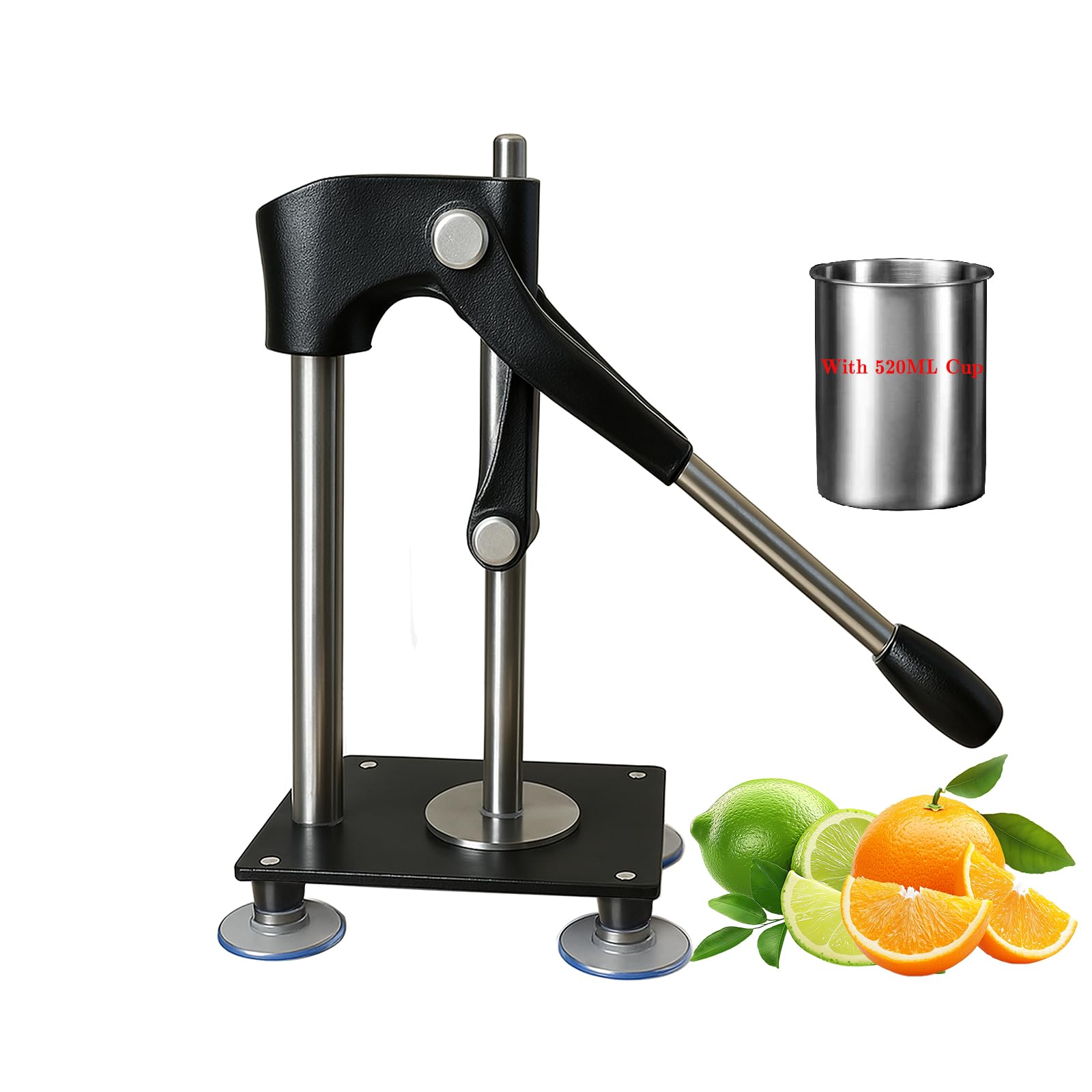 Photo 1 of Dsyisvia Black Heavy Duty Hand Juicer Press,Metal Lemon Squeezer with 520ML Stainless Steel Cup for Efficient Citrus Juicing,Nut Press Machine