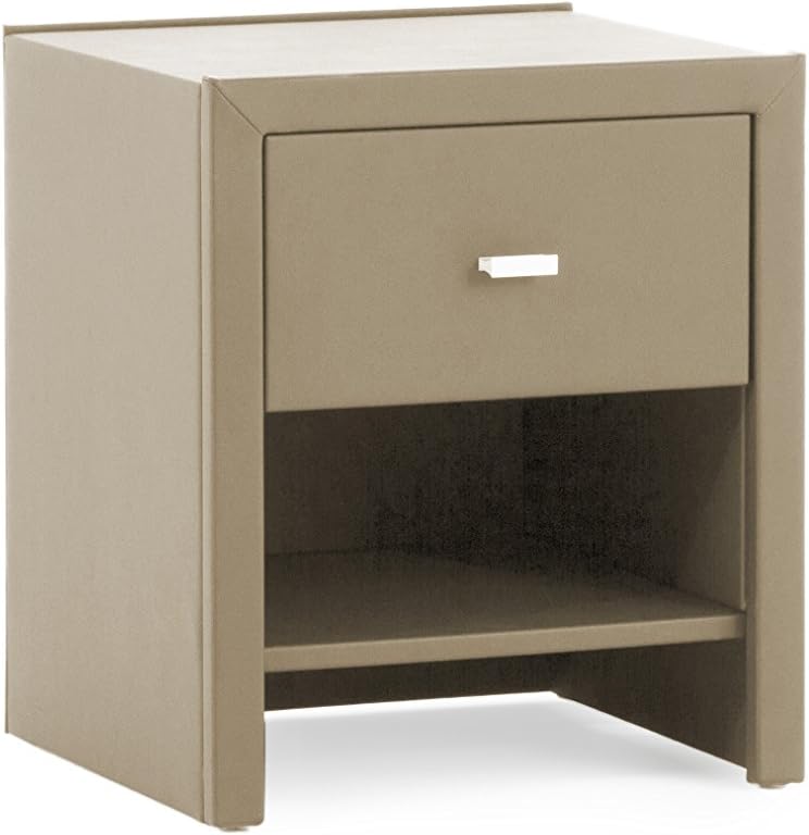 DICO Delta Bedside Table w 47 x H 54 x 41 cm Leather Look Beige