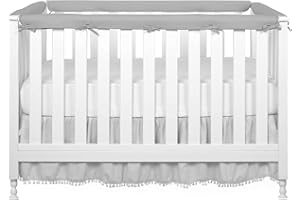FRTUI Upgraded 4 PCS Bed RailGuard Cover, Soft Anti-Collision Strip Corner Cover in Cotton Fabrics, Protect Baby Teeth and Save Rails, Rail Edge Protector Strip Fits 52" x 28" 4 Sides Full-Size Bed, Grey