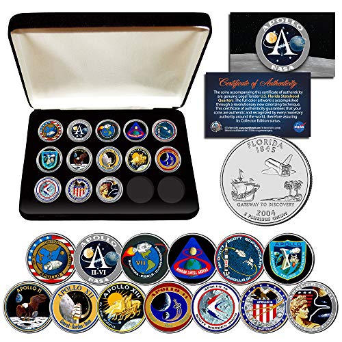 APOLLO SPACE MISSIONS FL Quarters 13-Coin Complete Set NASA PROGRAM with Box