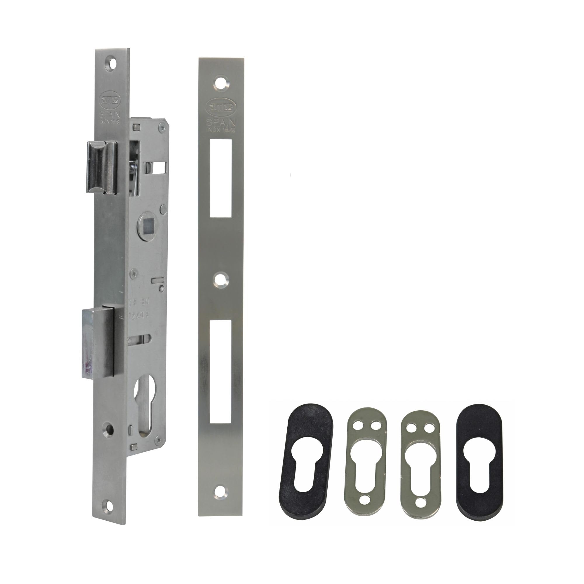 Amig - Embossing Lock for Metal & Woodworking - Reversible Lever - Compatible with 15 mm Cam Europrofile Cylinder - Stainless Steel, Matt, 32 mm, Metal - Cylinder and Keys not Included