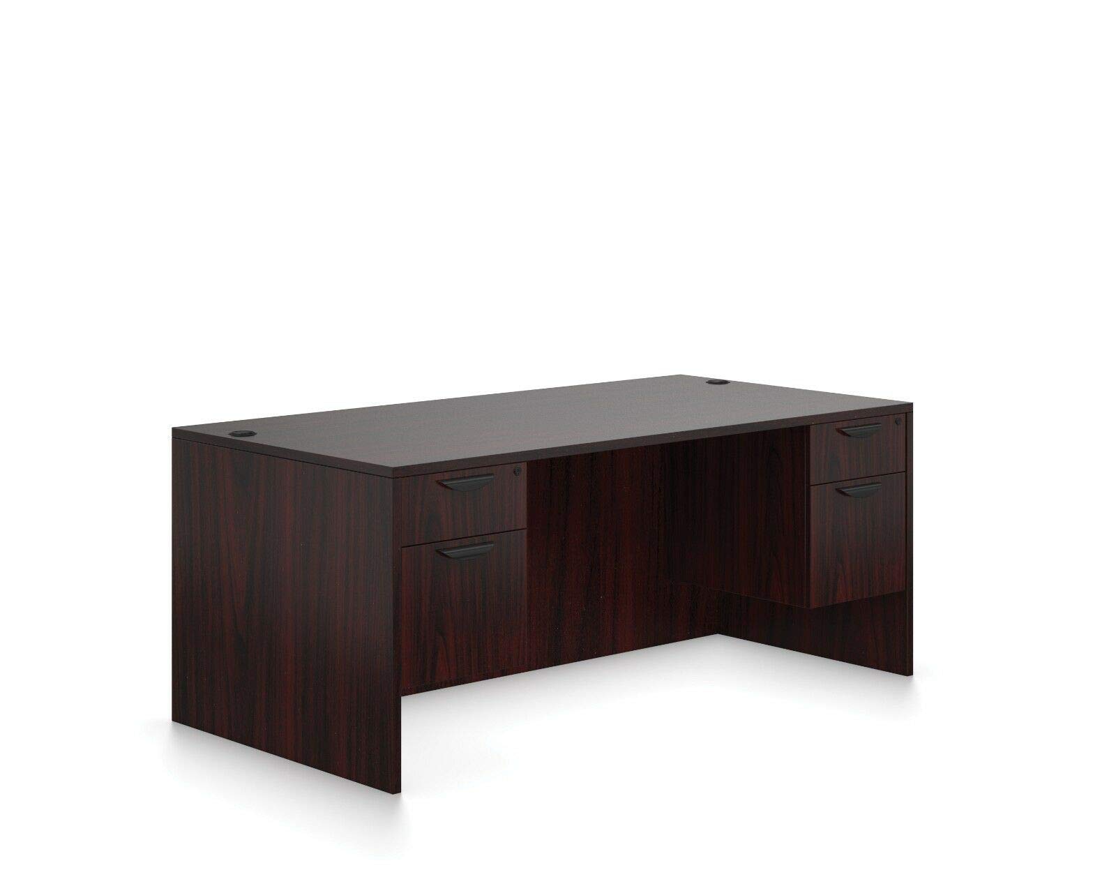 CJ Online Shop Executive Premium Grade 71" x 36" Double Hanging Pedestal Laminate Office Desk Mahoga
