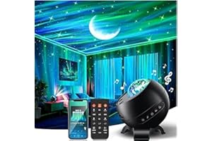COOLNIGHT Star Projector Galaxy Light, 5 Moon+21 RGB Colors+15 White Noises Northern Lights Projector, Bluetooth Speaker Aurora Light Projector, Star Projector for Ceiling for Adults, Moon Projector+Starlight