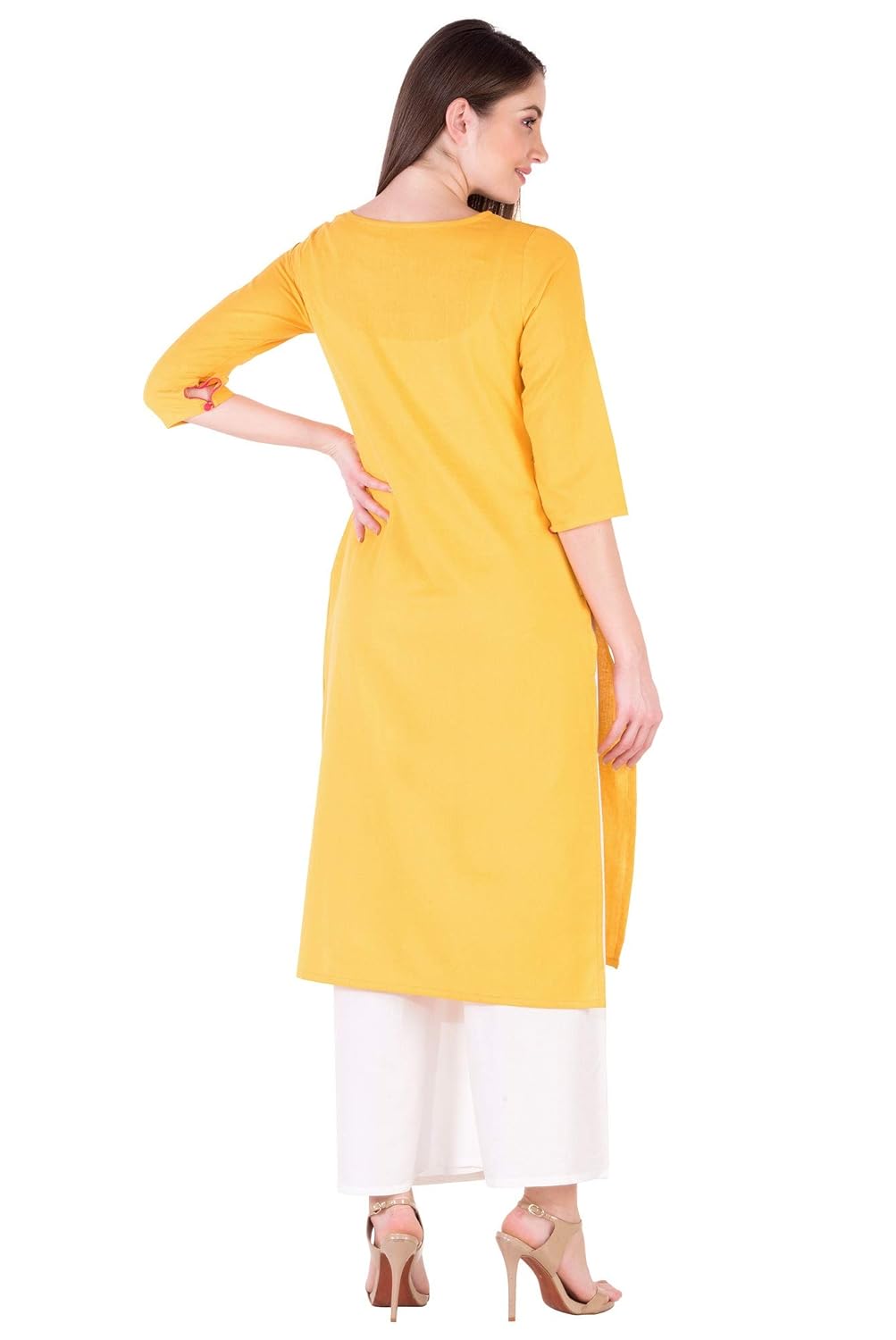 amayra women cotton straight embroidery kurti(white)