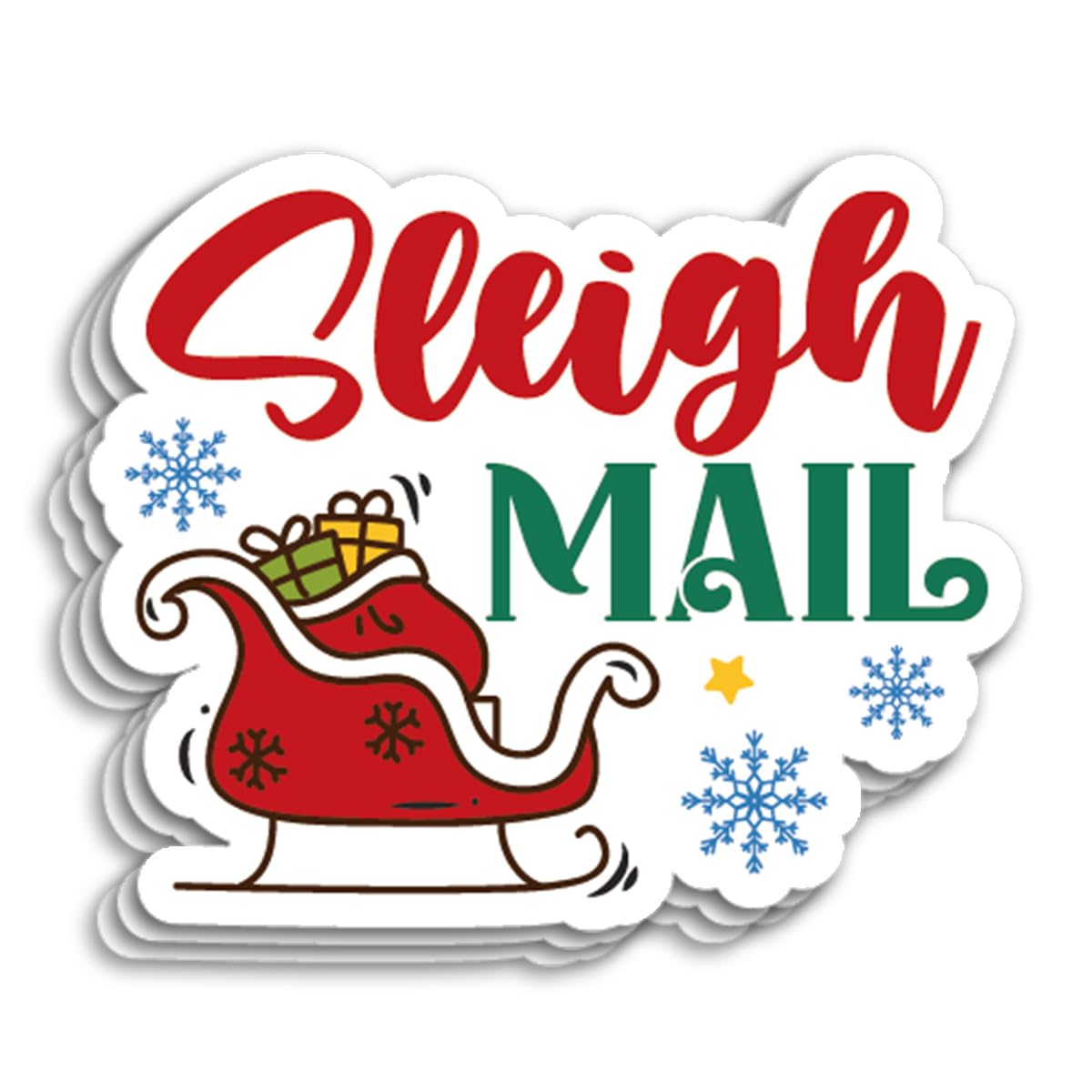 Photo 1 of 200 PCS Christmas Business Packaging Stickers,Sleigh Mail,Holiday Gift Wrapping Thank You Sticker for Envelopes Shipping Boxes Product Packaging