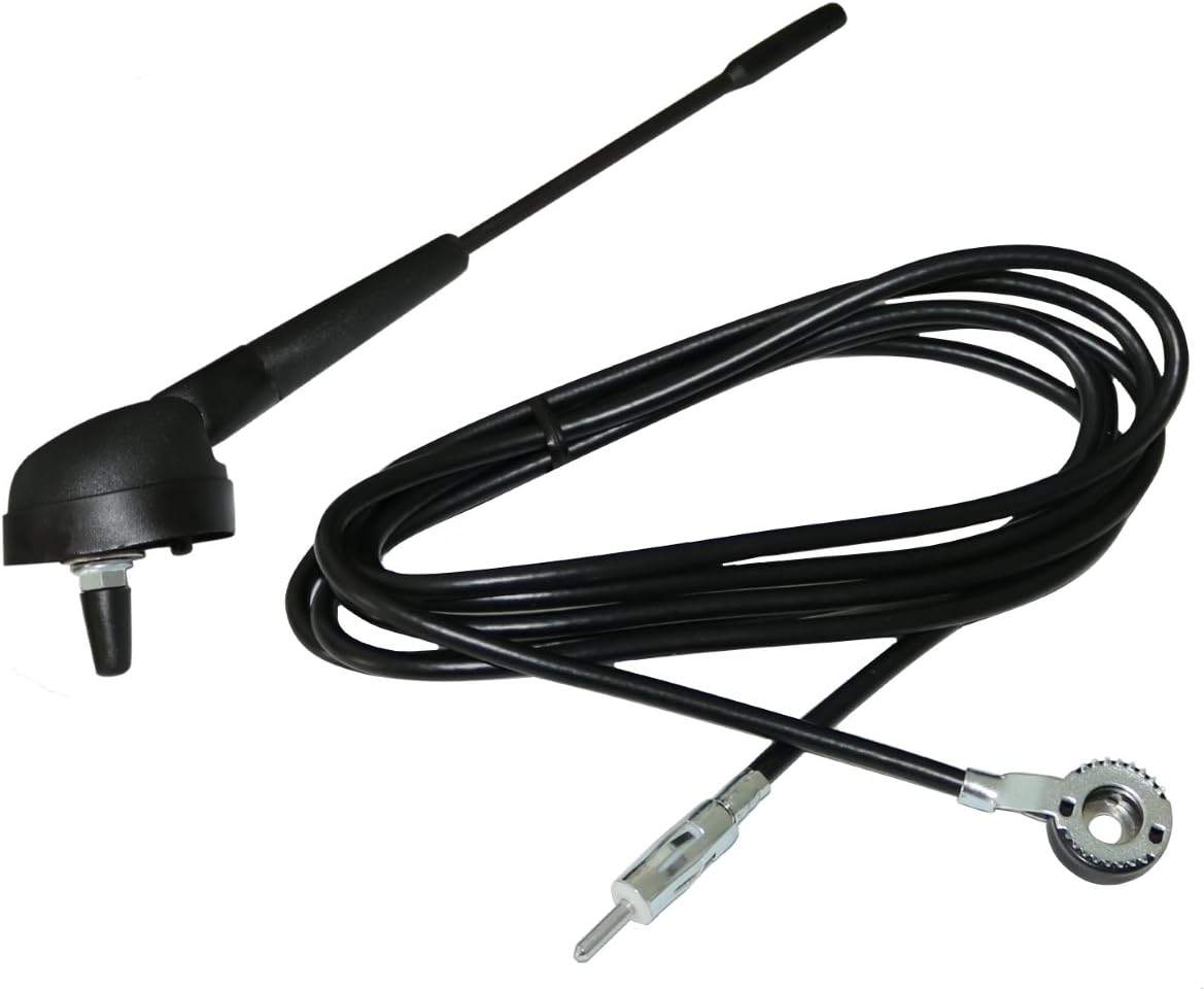 AERZETIX Antena autoradio 19cm para tejado de coche, vehículos con cable 2.3m enchufe DIN AERZETIX Antena autoradio 19cm para tejado de coche, vehículos con cable 2.3m enchufe DIN