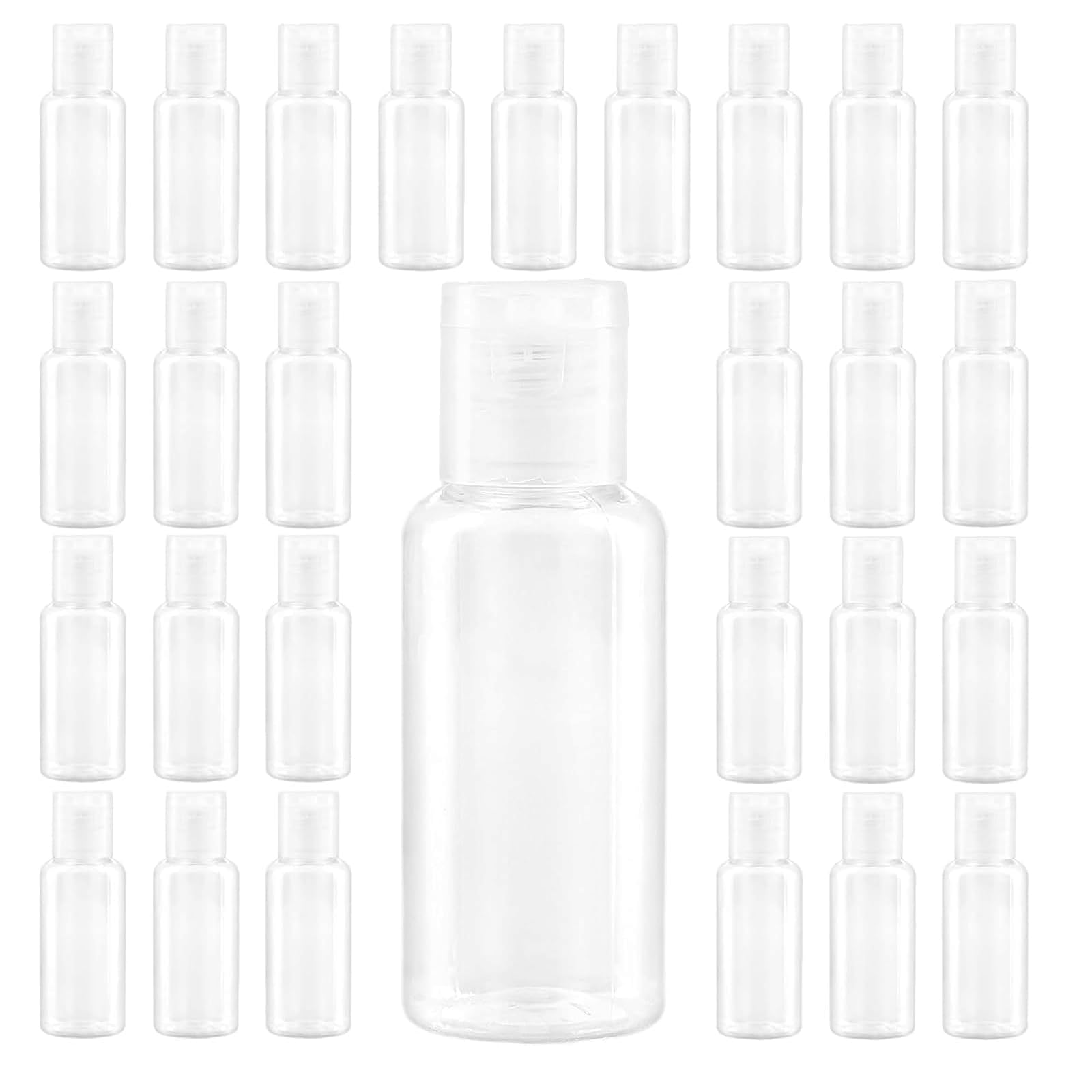 MOUYAT 110PCS 30ml Travel Bottle, 30ml Plastic Bottles with Lids, Refillable Clear Flip Cap Bottles for Trip, Lotion, Toiletries