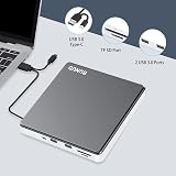 BUNUD USB 3.0 Type C CD DVD Drive Burner Rewriter SD TF 2 USB Ports Laptop view 5