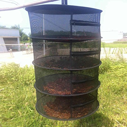 Herb Drying Net w/Zippers Herb Dryer Mesh Tray Drying Rack (D24 xH35.5 4-Tier, Black) - Thumbnail 3