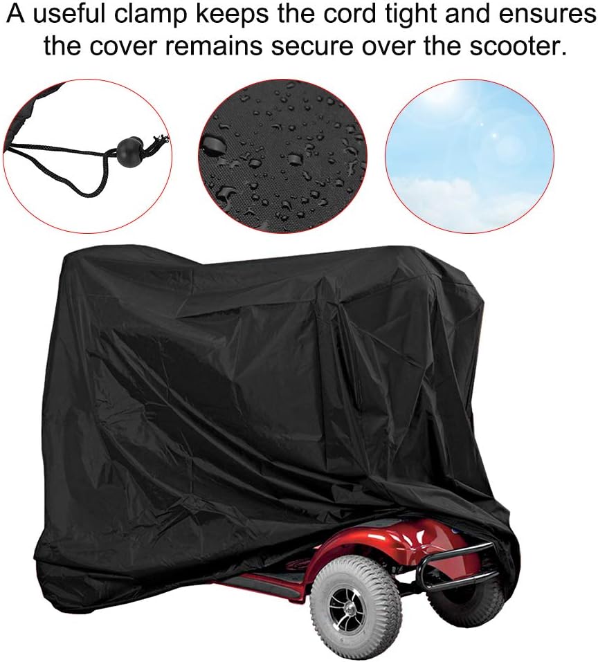 Cocoarm Mobility Scooter Cover, Heavy Duty Waterproof, Oxford Cloth, Elastic Cord & Clip, Excellent Waterproof & Shading - Image 4