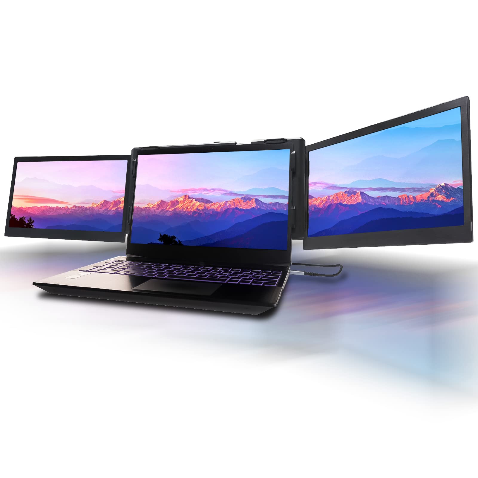 KEFEYA Dreifacher Laptop Bildschirmerweiterung, Tragbarer Monitor für Laptop, Dual 13.3