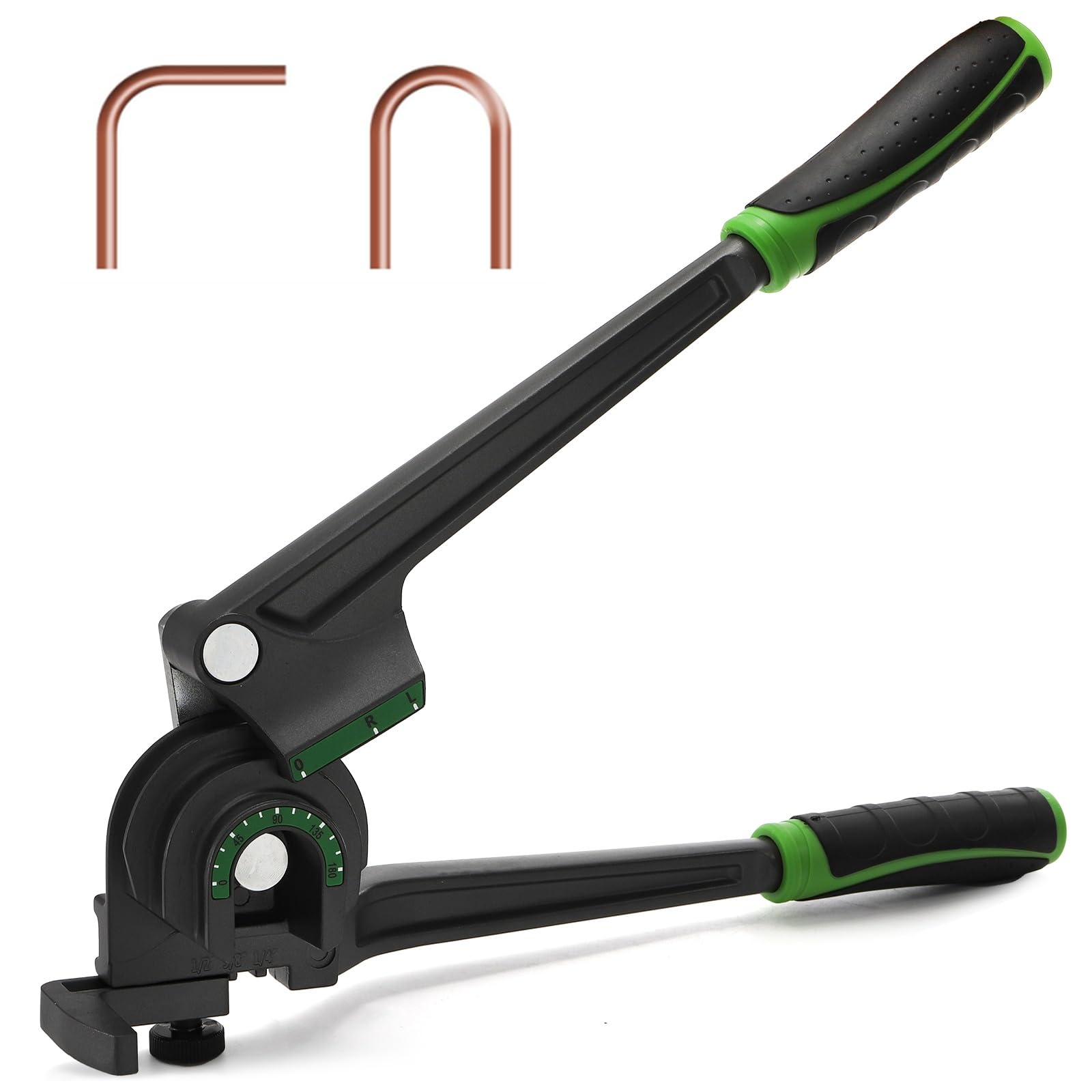 Photo 1 of Pumtus 3 in 1 Pipe Tube Bender, 1/4'' 3/8'' 1/2'' O.D. Manual Tubing Bender, 180° HVAC Copper Bending Tool with Rubber Handle, Brass Thin Steel Pipes Bender for Air Conditioning Refrigerator Repair