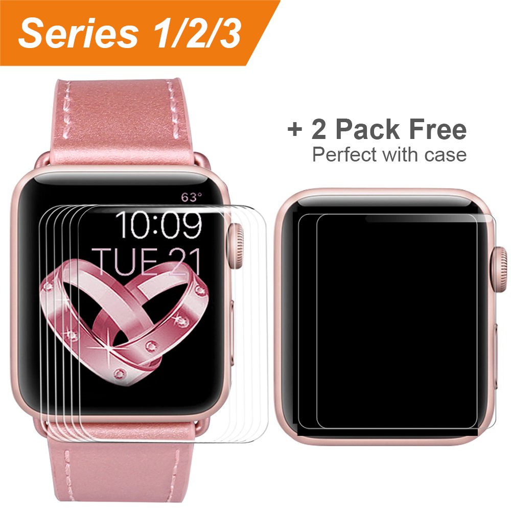 [6 Pack] Compatible Apple Watch Screen Protector 38mm Series 3 2 1,COVERY HD Anti-Scratch Bubble Free Film Accessories Compatible iWatch 38mm -HD Clear