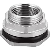 Carvedexquisitely Bulkhead Water Tank Fitting,1" NPT Female Thread,304 Stainless Steel Thru-bulk Fitting
