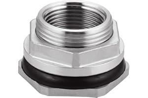 Carvedexquisitely Bulkhead Water Tank Fitting,3/4" NPT Female Thread,304 Stainless Steel Thru-bulk Fitting
