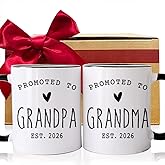 CATABUBU EST 2026 Grandpa Grandma Mugs Set Gift for New Grandparents, Promoted to Be Grandpa Grandma Gifts, Pregnancy Reveal Announcement, First Time Grandparents Gift