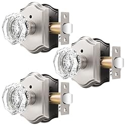 Orger Octagonal Crystal Door Knobs 3 Pack, Interior