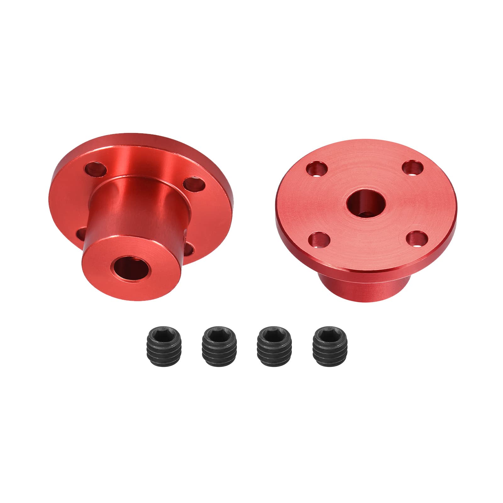 DMiotech 2 Pack 6mm Inner Dia H15xD15 Flange Coupling Connector Rigid Guide Shaft Support Coupler Shaft Coupling with Screws for DIY RC Model Motors Red