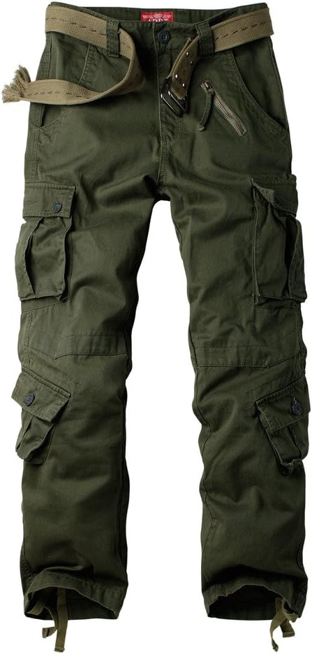 AKARMY Men's Cotton Casual Military Army Camo Combat Work Cargo Pants with 8 Pockets