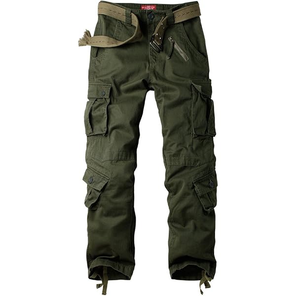 OCHENTA Men's Cotton Casual Cargo Work Pants with 8 Pockets