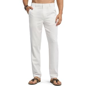 Willit Men's Linen Pants Casual Linen Dress Pants Beach Summer Lightweight Trousers 28" 30" 32"