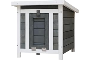 AMZOSS Rabbit Hutch Indoor Outdoor Weatherproof Chicken Coop Nesting Box Guinea Pig House Wooden Bunny Rabbit Cat Hutch Outdoor Pet Cage Shelter Feral Cat House for Winter (16.5" D x 20" W x 17" H)