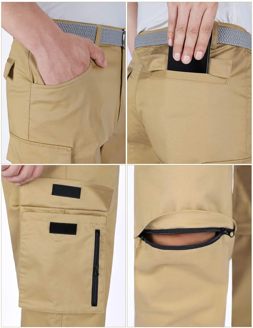 mens zip off cargo pants cotton