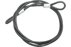 Bytiyar 8FT 6mm Stainless Security Cables Tether,Braided Steel Vinyl Coated Safety Strap Luggage Lock,Flexible Wire Lead Chain Leash with Double Loops,Black