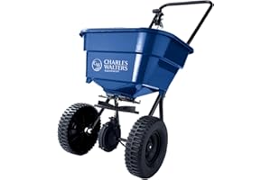 Charles Walters Equipment CW1000 Homeowner Broadcast Spreader for Spreading Fertilizer and Ice Melt on Lawns, Sidewalks, and Driveways, 65lb Capacity, 33" x 35"