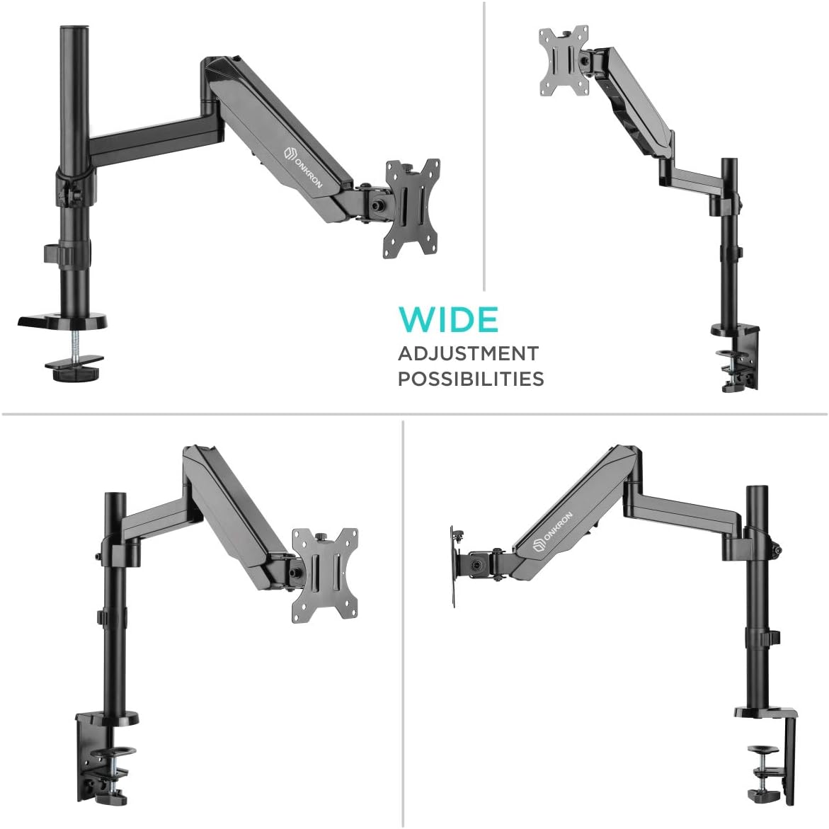 ONKRON Single Monitor Arm for 13, 34 Inch Screens, Full Motion Monitor Arm Desk Mount up to 8 kg - Image 3