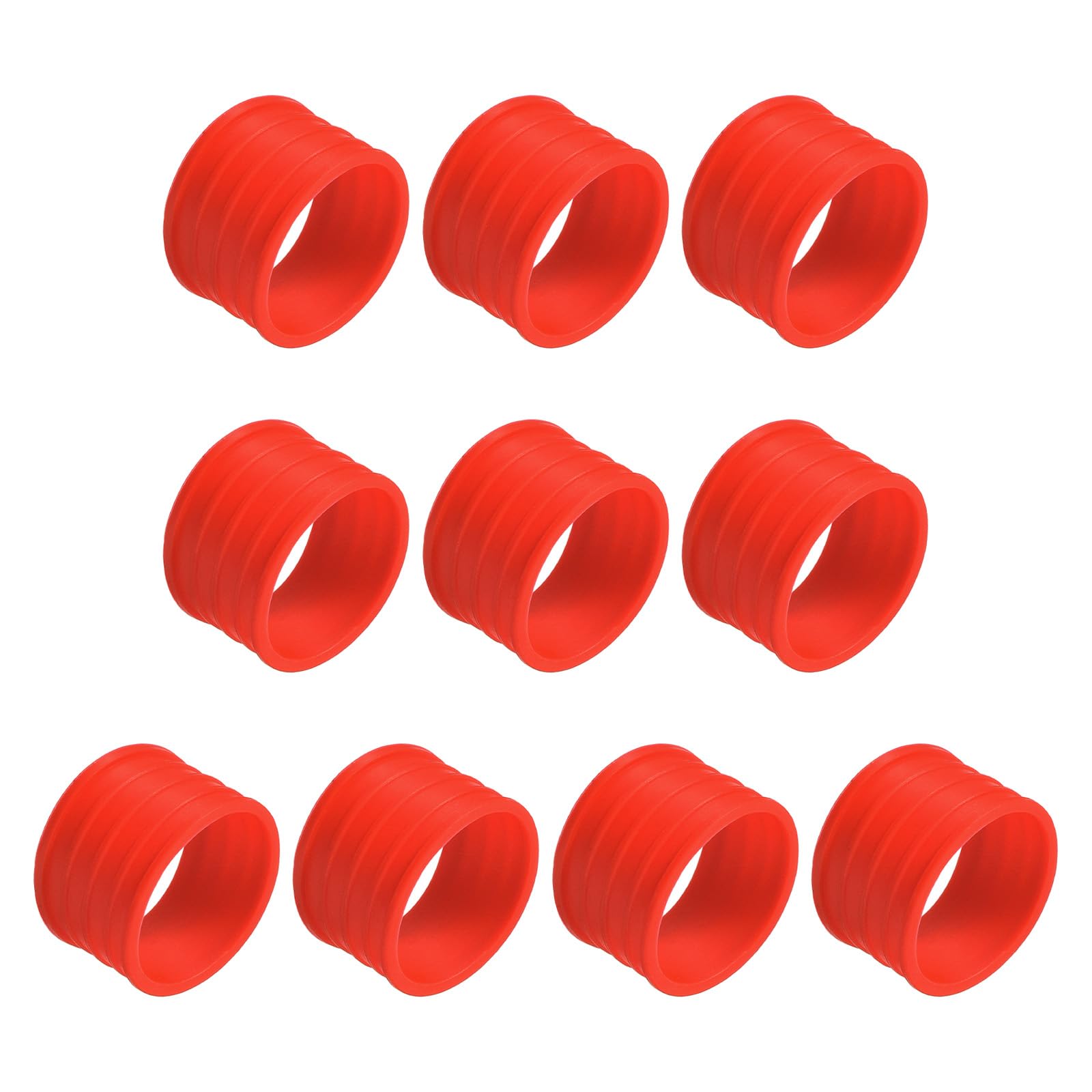 M METERXITY 10 Pack Badminton Racket Handle Grip Ring - Rubber Anti-Slip Fix Ring Grip Band, Apply to Badminton Tennis Rackets/Handles (Red)