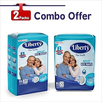 Liberty Eco Adult Diaper Pants, Extra Large 40s Pack (2 Pack x 20 Pcs) (90-125 cms, 35-49 inch)