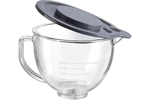 Gdrtwwh Glass Bowl for KitchenAid 4.5-5 Quart Tilt-Head Stand Mixer,Replacement with KitchenAid Artisan Mixer Glass Bowl