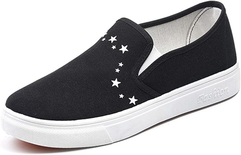 Amazon Ijge レディース スリッポン カジュアルシューズ 星柄 スニーカー 痛くない 歩きやすい 大きいサイズ 小さいサイズ カジュアル フラット ぺたんこ キャンバス カジュアル 靴 ウォーキングシューズ アウトドア 防滑 通気性 軽量 ローファー スリッポン