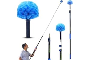 EVERSPROUT 5-to-12ft Telescoping Durable Duster with Extension Pole – Lightweight 3 Stage Cobweb Duster – Extendable to 20ft Reach for Cleaning High Ceilings and Spider Webs