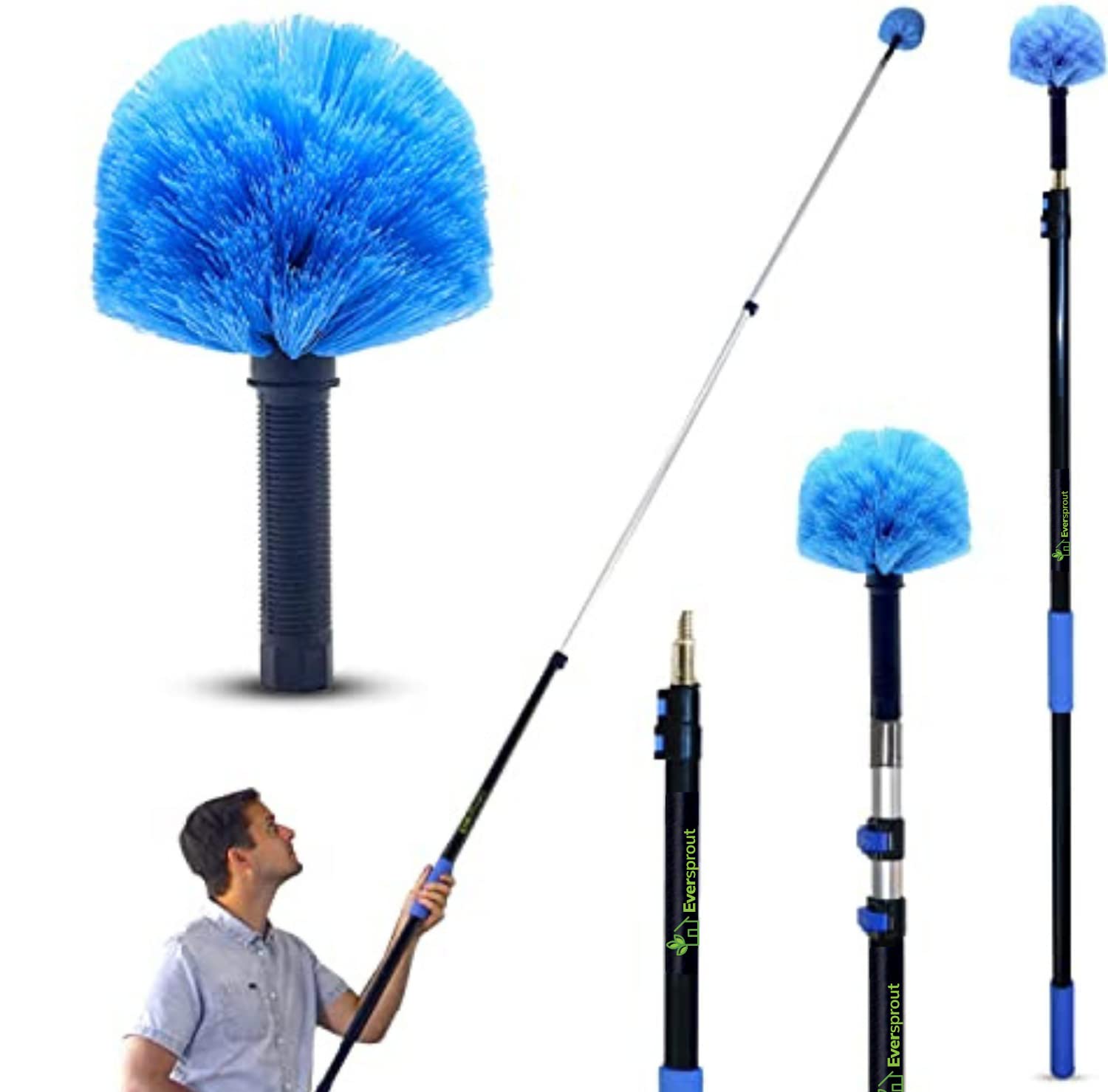 Photo 1 of EVERSPROUT 5-to-12ft Telescoping Durable Duster with Extension Pole – Lightweight 3 Stage Cobweb Duster – Extendable to 20ft Reach for Cleaning High Ceilings and Spider Webs