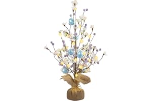 RoseCraft Easter Decorations, Artificial 18 Inch Easter Egg Tree Tabletop Decor with Delicate Ornaments, for Home Party Wedding Holiday Spring Summer Decoration - Gifts, Purple/Blue.