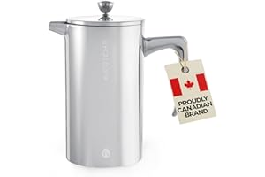 GROSCHE Dublin Stainless Steel French Press Coffee Maker, 18/8 Double Walled Stainless Steel French Press including Measureme