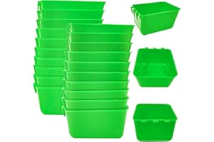 MDAKEGO 20 Pcs Chicken Coop Feeder Water Cup,16 oz Cage Cups Chicken Feeder Waterer, Cage Cups Birds Hanging Feeders, Chicken Feeder Water Bowl for Parakeet Poultry Pigeon Bunny Wire Cage (Green, 16oz)