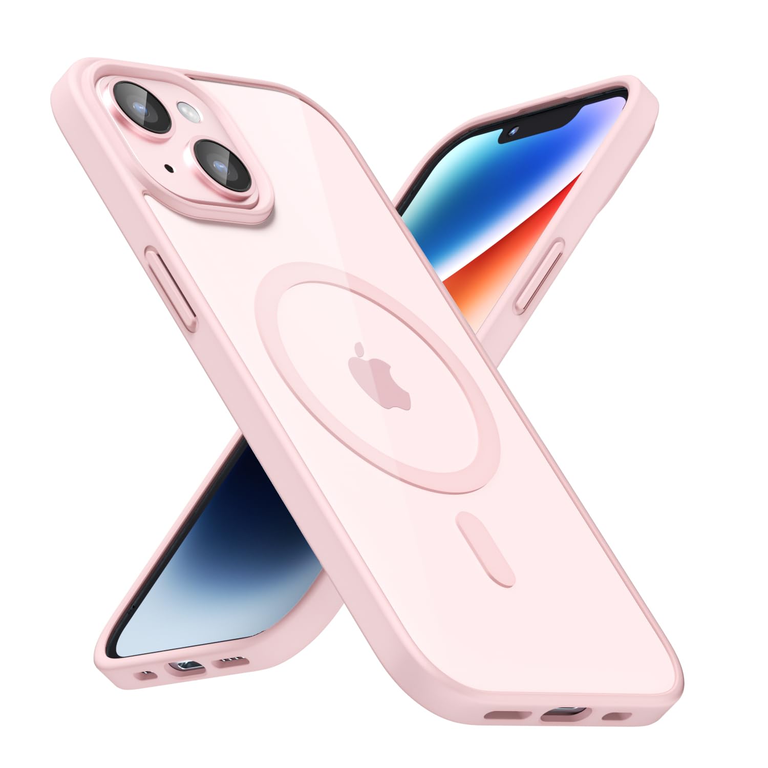 Photo 1 of LoeoeL for iPhone 14 Plus Case Clear Mag Safe, Ultra Thin Slim Cover Magnetic Compatible with Magsafe Phone Case for Women Men Girl, Cute Soft TPU Silicone & Transparent Hard Plastic, Light Pink