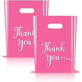 Cupplation Pink Thank You Merchandise Bags,Large 12x15 inches, Retail Plastic Shopping Merchandise Gift Bags Tear Resistant Strong Durable Anti Stretch, 100% Recyclable