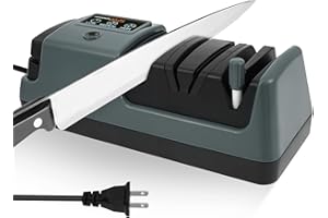 ZJRDYYK 5 in 1 Professional Electric Knife Sharpener for All Knives, 3 Rotational Speed Adjustable Aiguiseur Couteaux for Str