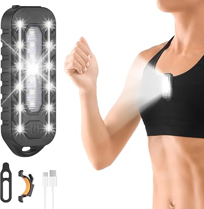 Adiwo Clip on Flashlight Running Light 150 Lumens 5 Modes Rechargeable
