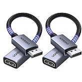 UGREEN 2 Pack 4K DP to HDMI Unidirectional Adapter 1080P@120Hz, 0.66FT | DP 1.2 PC to HDMI 1.4 Converter, Braided Cable for Desktop, Projector, Monitor, Compatible with AMD, NVIDIA, Passive