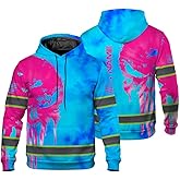 Maddly High Visibility Hoodie with Skull Design, Hi Vis Safety Workwear Custom Name for Workers, Runners, Truckers, Cyclist