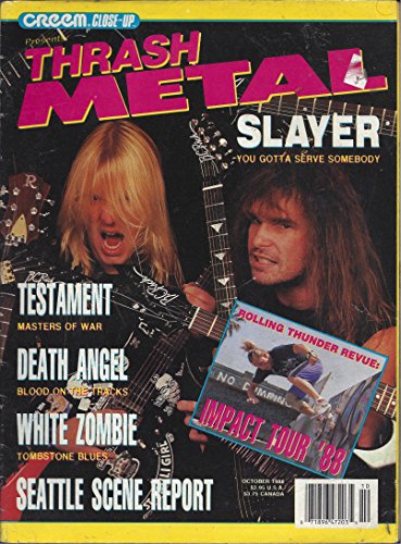 Rare 1988 October Cambray Thrash Metal Magazine Slayer White Zombie Testament Death Angel Exodus Poster Creem Close-up Cambray Publishing Kable News Company Bar Code 07189647203510