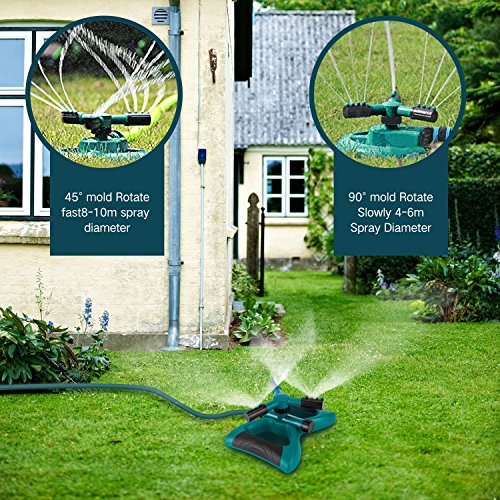 Garden Sprinkler, 360° Rotating Adjustable Lawn Sprinkler Irrigation System With Leak Free Design, Easy Hose Connection Garden Irrigation for Lawn, Courtyard, Garden - Thumbnail 4