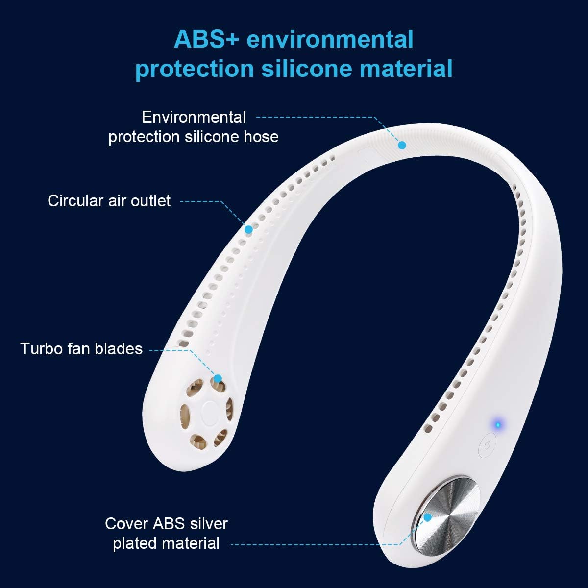 smartelf Hands Free Neck Fan, Personal Mini Bladeless Necklace Fan USB Rechargeable Wearable Fan for Women Men Sports Travel Office Outdoor 360° Cooling Ultra-quiet Adjustable Wind Speed White: Kitchen & Dining