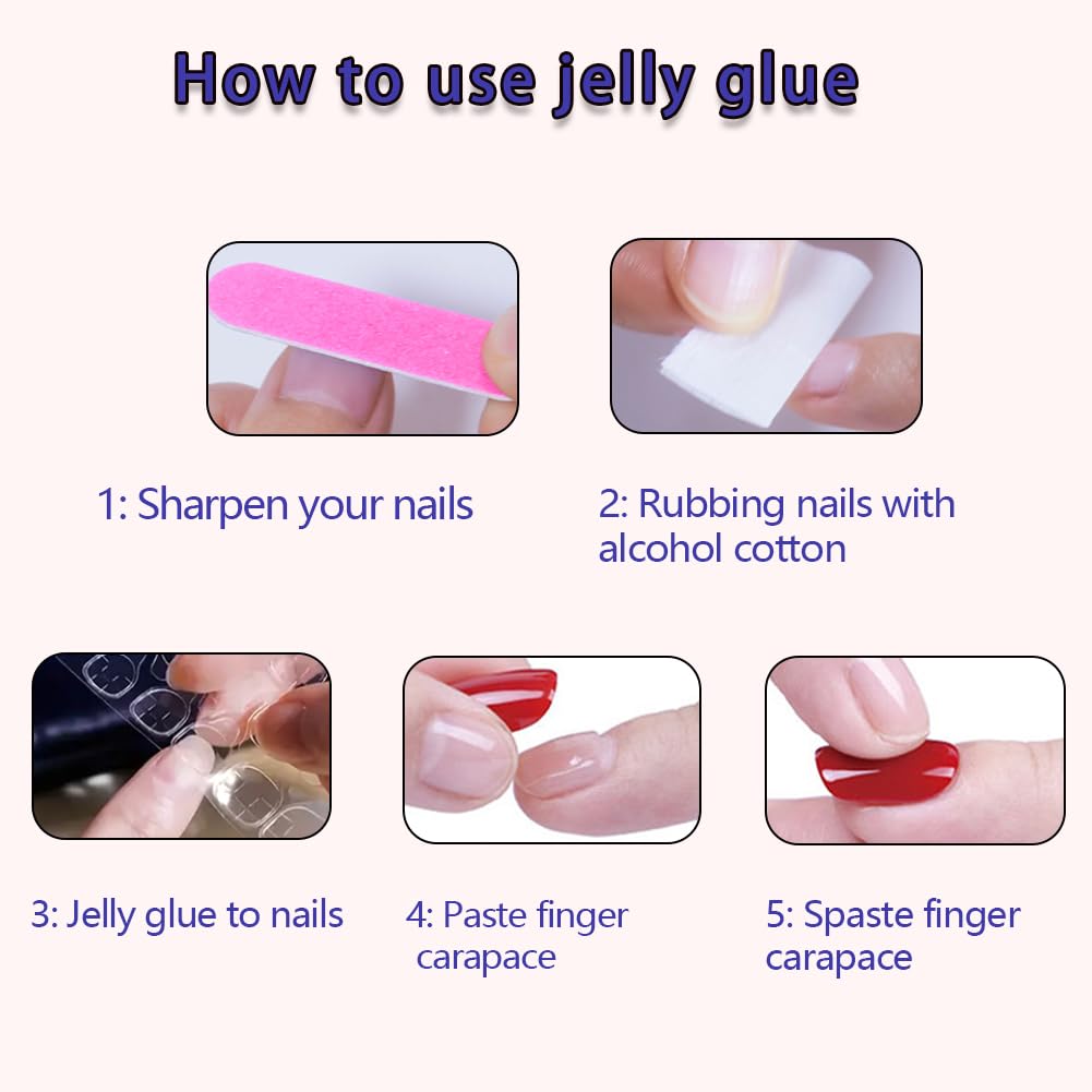 RUPOFUZA Almond Press on Nails Short Squoval Fake Nails Pink Ombre White False Nails with Glossy Press ons Designs Acrylic Nails Press on Artificial Nails Stick on Nails for Women 24Pcs - Image 6