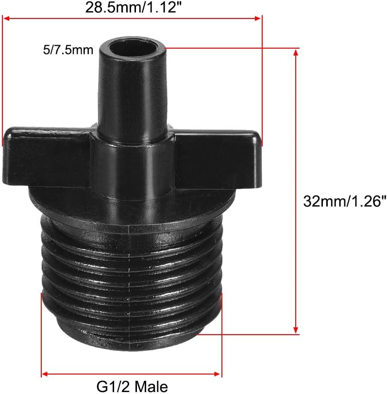sourcing map Barb Drip Pipe Connector G1/2 Male Thread 5/7.5mm Hose Fitting for Garden Agricultural Irrigation System Plastic 10pcs - Image 4